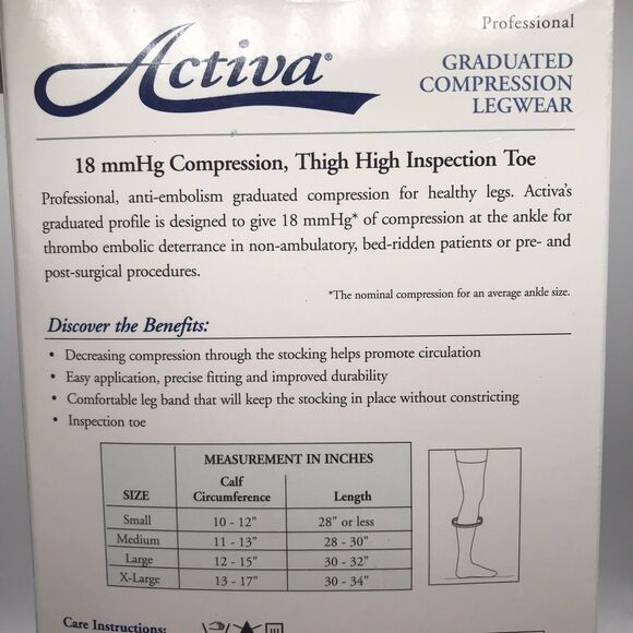 Activa Anti Embolism 18 mmHg Compression Sm. Thigh High Inspection Toe Stockings - Picture 6 of 7